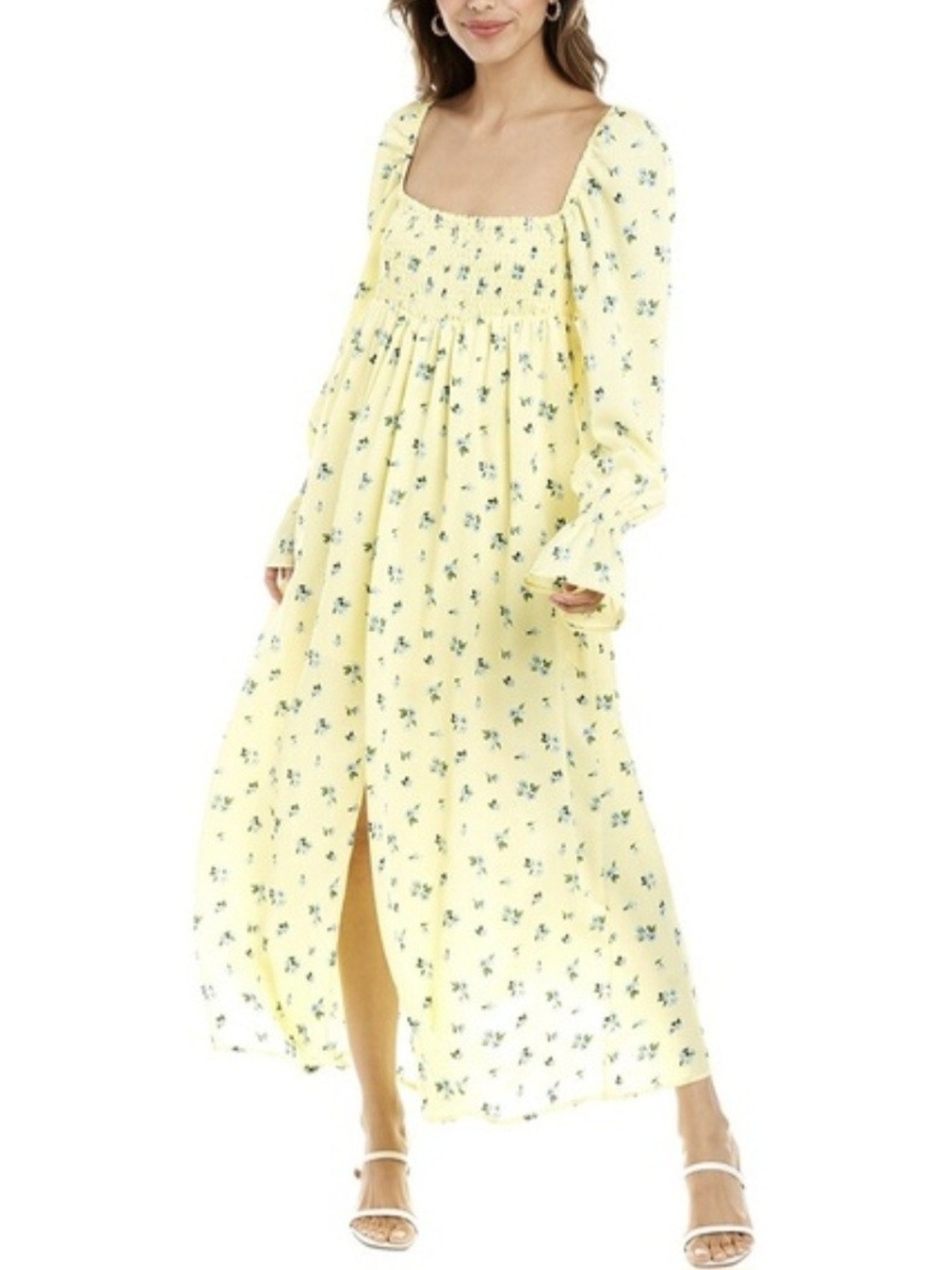 WeWoreWhat Yellow Floral Smocked Maxi Dress